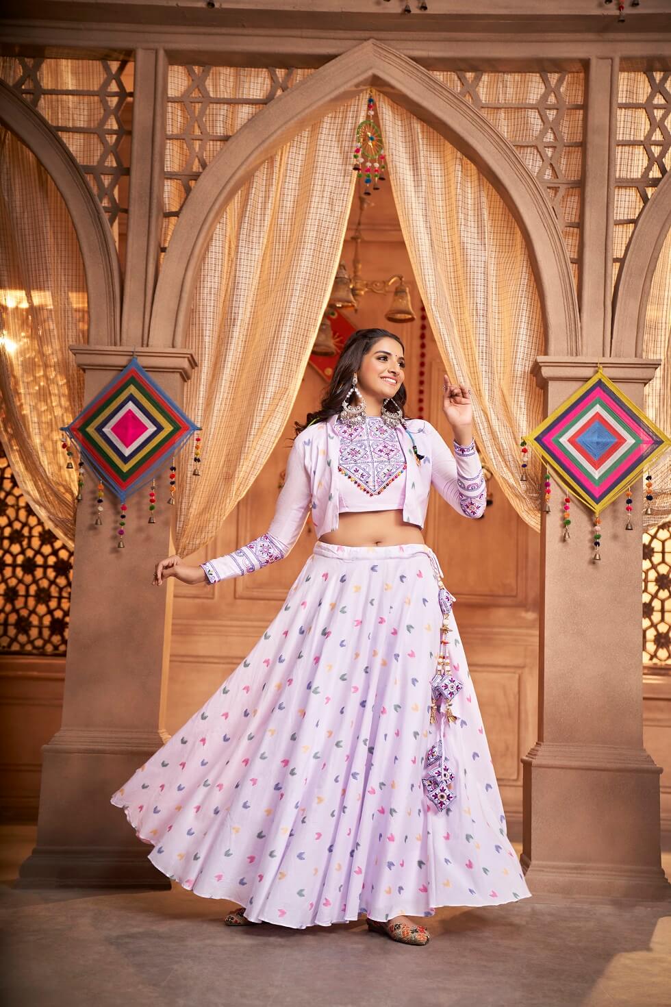 Buy Lavender Lehenga choli with Jacket