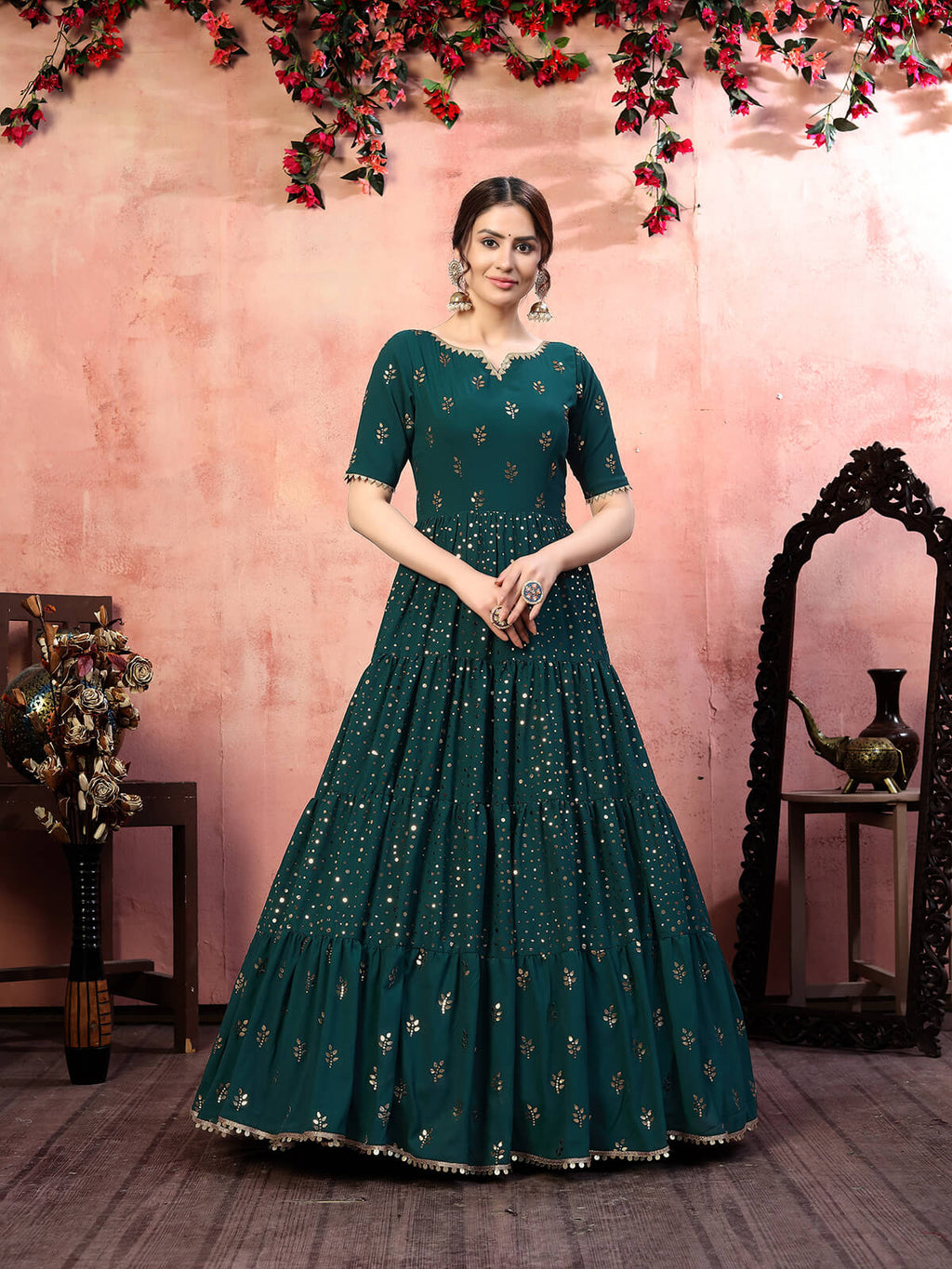 Elegant Green Anarkali Long Gown: Graceful Style for Every Occasion