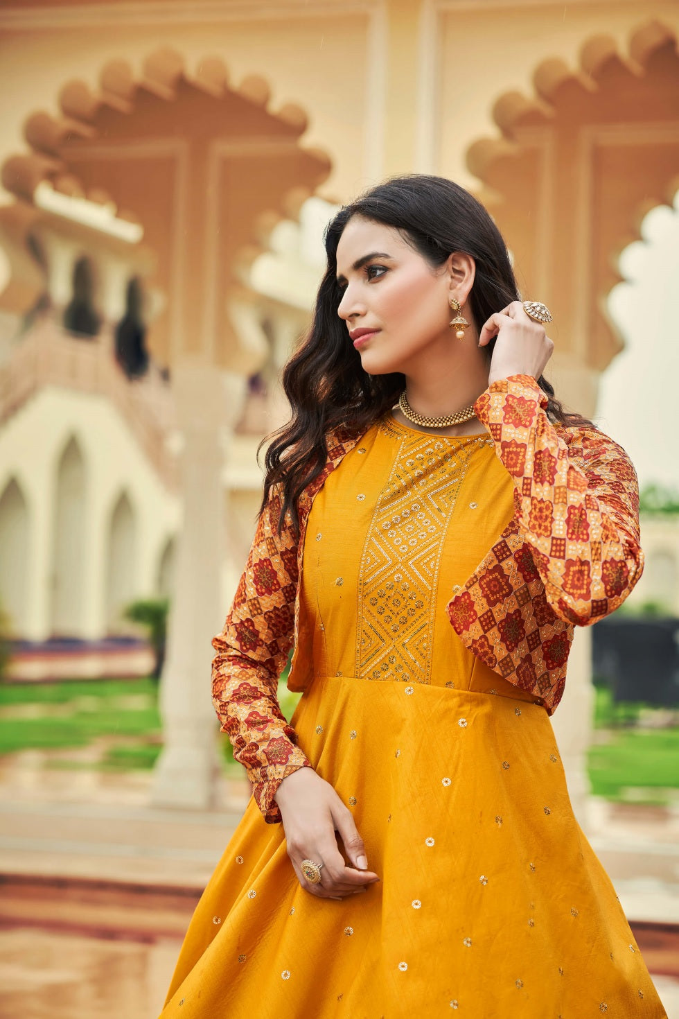 Wedding and festival special Mustard yellow gown
