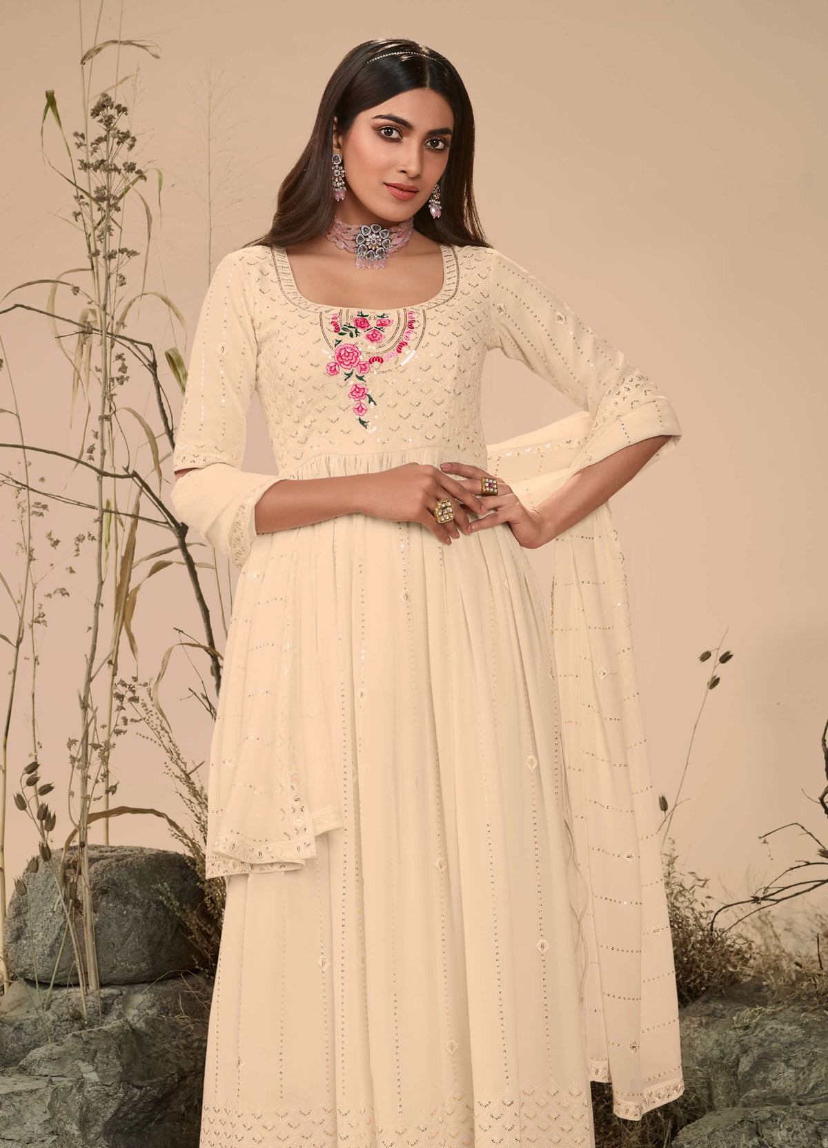 Wedding Off white salwar suit for women