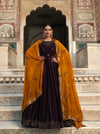 Gusto Village - Purple gown with orange dupatta