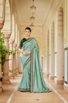 Pista Color Saree and Blouse for wedding