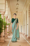 Pista Color Saree and Blouse for festivals