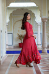 Maroon Printed Anarkali Maxi Flared Dress/Gown