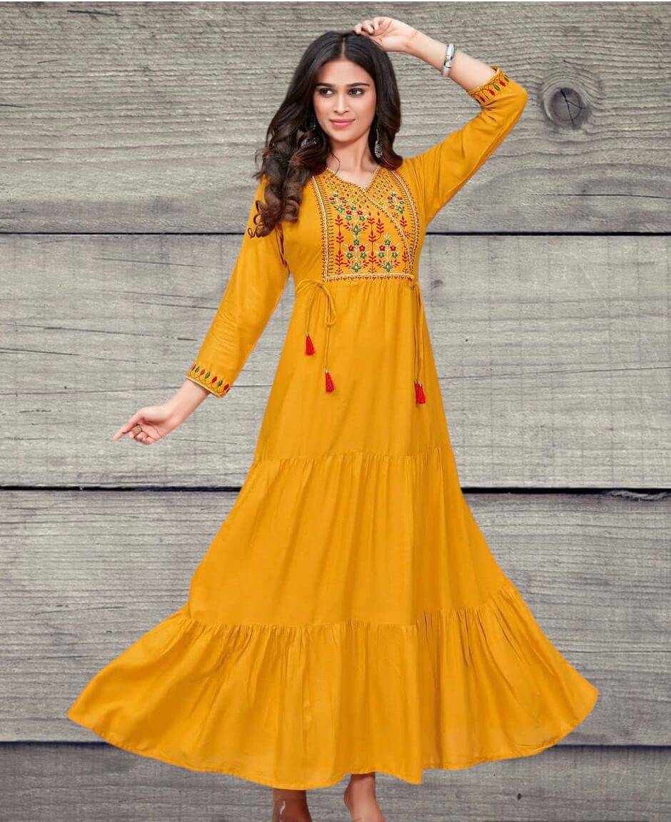 Sunny Radiance: Yellow Long Ghaghri Dress