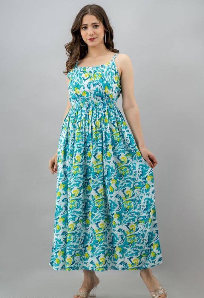 Turquoise Sleeveless Organic Rayon Maxi Dress/Gown