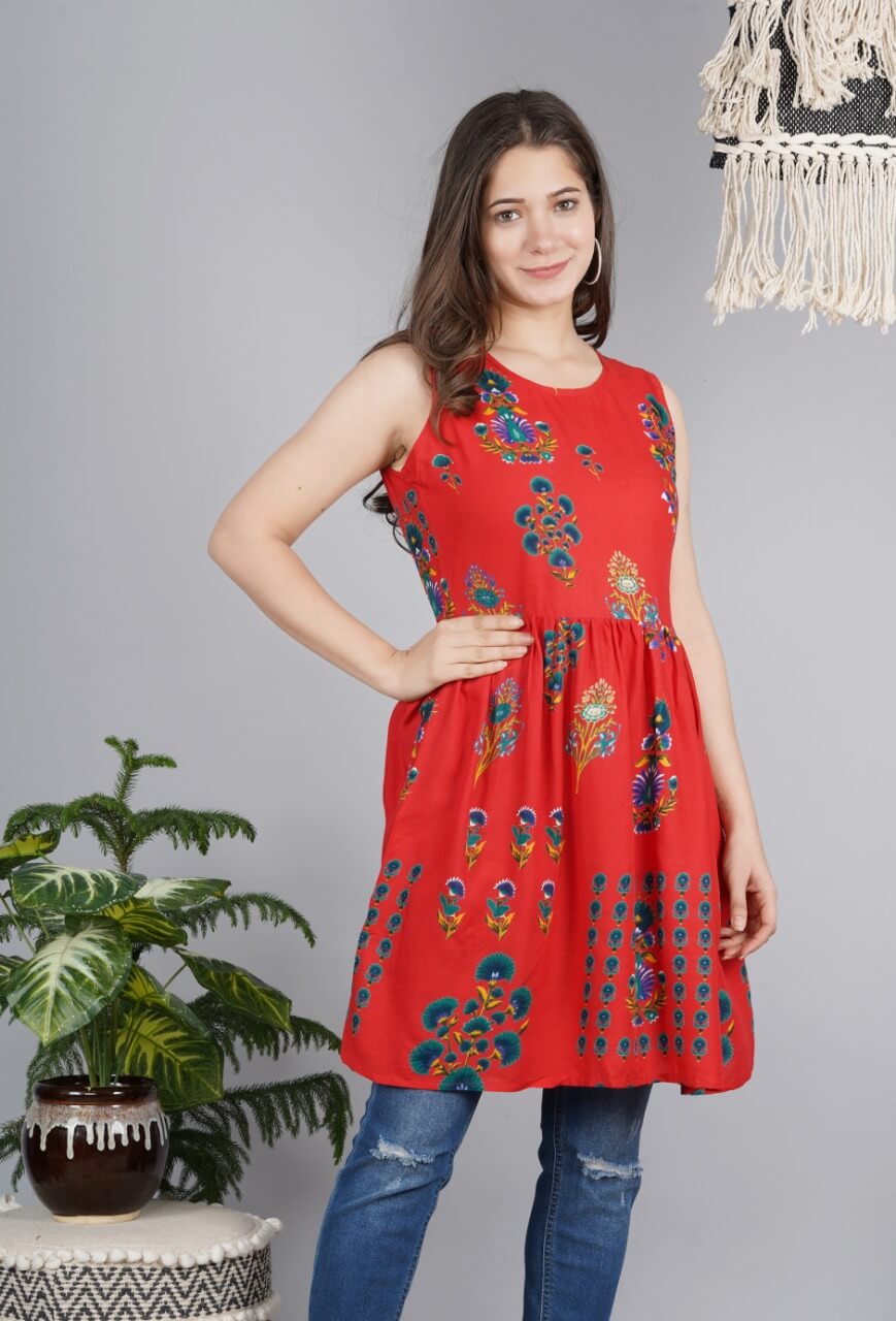 Indian Ethnic red sleeveless top