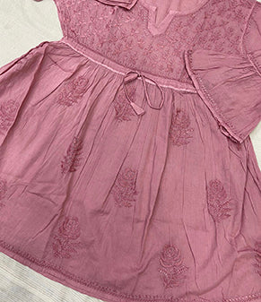 Hand Embroidered Chikankari Summer Short Dress/Top