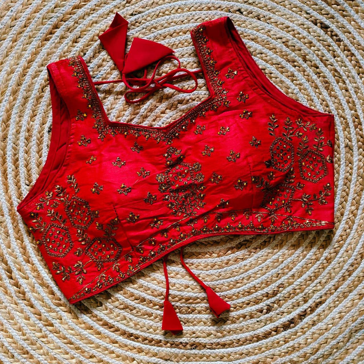 Red Blouse with Embroidery Work