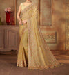 Yellow saree with multi thread embroidery